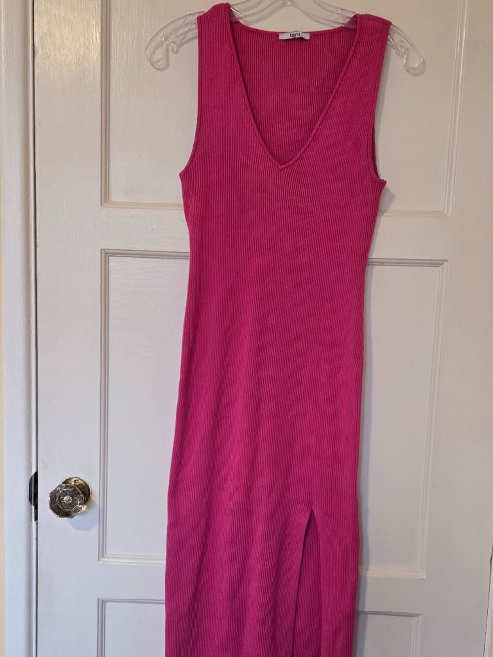 Hot Pink Sleeveless Ribbed Dress